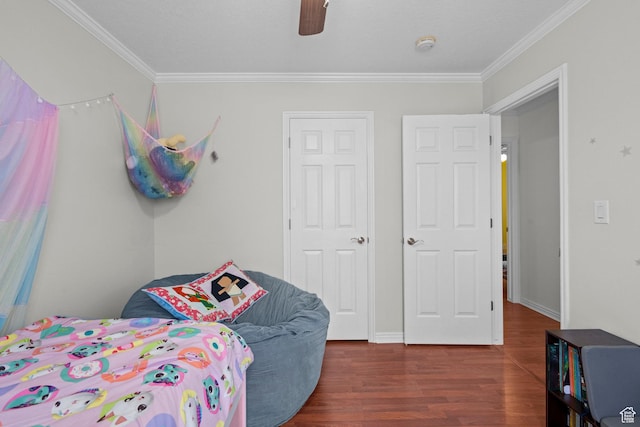 632 W 100 N, Spanish Fork, UT 84660 - bedroom featuring wood finished floors, crown molding, and ceiling fan