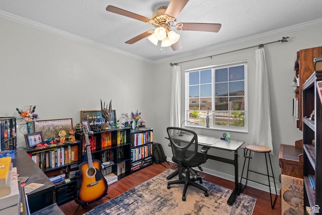 632 W 100 N, Spanish Fork, UT 84660 - home office featuring wood finished floors, a ceiling fan, and ornamental molding