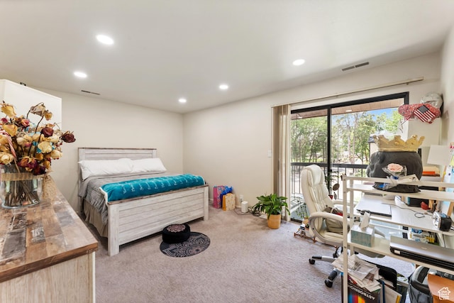 5544 S Springtree Ln E Unit H, Salt Lake City, UT 84107 - bedroom with access to exterior, recessed lighting, and carpet flooring