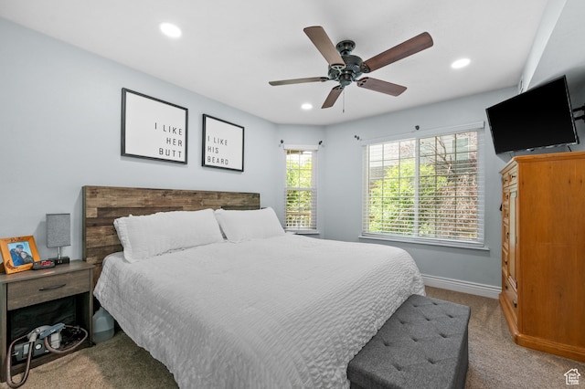 2095 S Main E Unit 5, Bountiful, UT 84010 - bedroom featuring recessed lighting, carpet floors, and ceiling fan