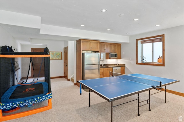 3231 E Lantern Hill Ct S, Cottonwood Heights, UT 84093 - recreation room with recessed lighting and light colored carpet