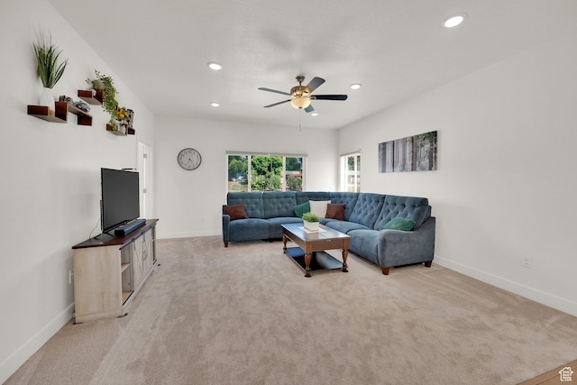 672 E 730 N Unit 25, Hyrum, UT 84319 - living area with ceiling fan, light carpet, and recessed lighting