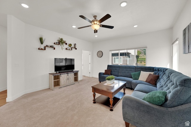 672 E 730 N Unit 25, Hyrum, UT 84319 - living area featuring ceiling fan, recessed lighting, and light colored carpet