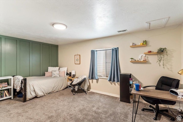 883 E 1775 N, North Ogden, UT 84414 - carpeted bedroom featuring a desk, a textured ceiling, and attic access