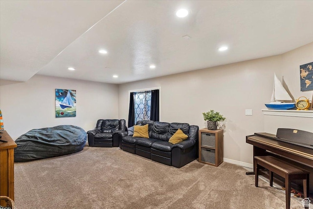 883 E 1775 N, North Ogden, UT 84414 - living area featuring carpet floors and recessed lighting