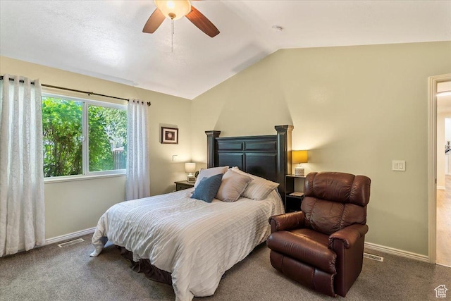 883 E 1775 N, North Ogden, UT 84414 - bedroom featuring lofted ceiling, carpet, and a ceiling fan