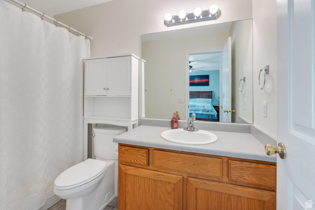 2541 S 1400 W, Woods Cross, UT 84087 - bathroom with vanity, ceiling fan, ensuite bathroom, and curtained shower