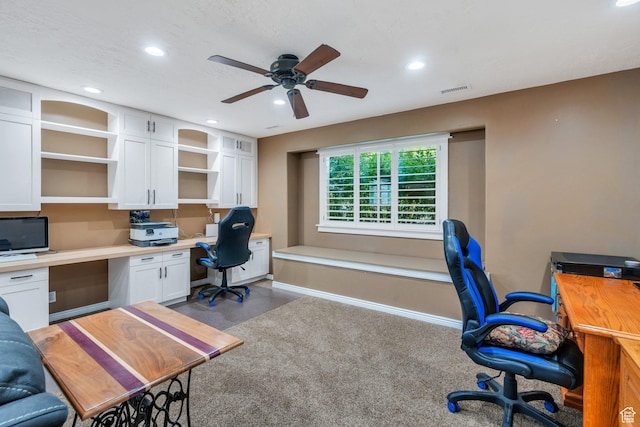 2541 S 1400 W, Woods Cross, UT 84087 - office with recessed lighting, a ceiling fan, and built in desk