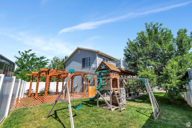 2541 S 1400 W, Woods Cross, UT 84087 - view of play area with a pergola and a fenced backyard