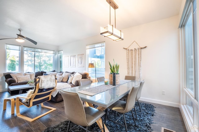 4759 W Vermillion Dr, South Jordan, UT 84009 - dining space with healthy amount of natural light, dark wood-style floors, and ceiling fan