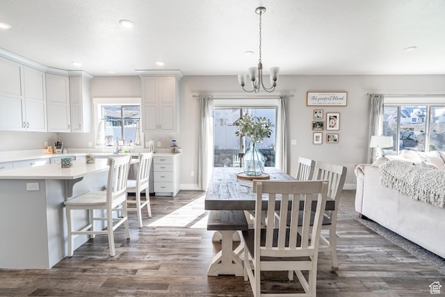 16 N 1000 E, Hyde Park, UT 84318 - dining space with a chandelier, wood finished floors, plenty of natural light, and recessed lighting