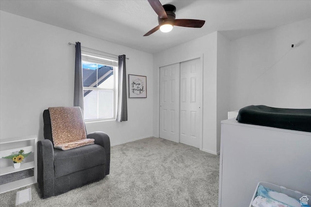 4439 W Mille Lacs Dr, South Jordan, UT 84009 - living area with ceiling fan and carpet floors