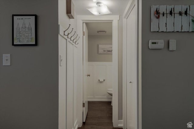 4879 S 1690 E, Holladay, UT 84117 - hall featuring dark wood-style floors and a decorative wall