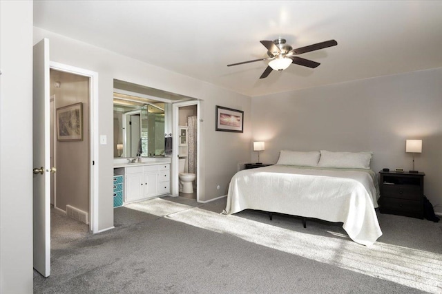 4879 S 1690 E, Holladay, UT 84117 - bedroom with carpet flooring, ensuite bathroom, and ceiling fan