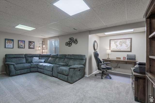 4879 S 1690 E, Holladay, UT 84117 - carpeted living room with a desk and a paneled ceiling