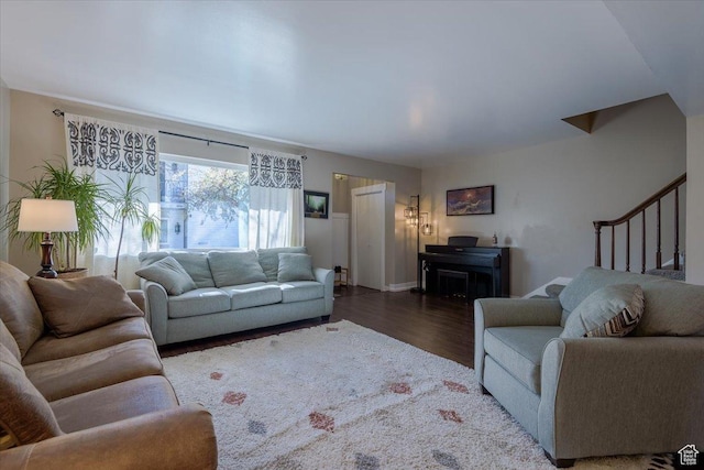 4879 S 1690 E, Holladay, UT 84117 - living room featuring wood finished floors and stairway
