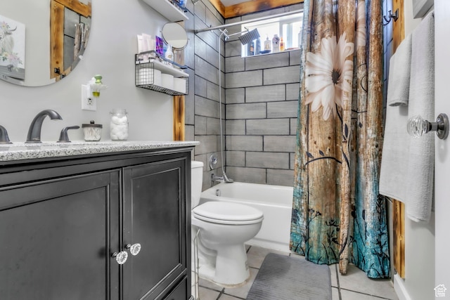 586 W 300 N, Fountain Green, UT 84632 - bathroom with vanity, tile patterned flooring, and shower / bath combo with shower curtain