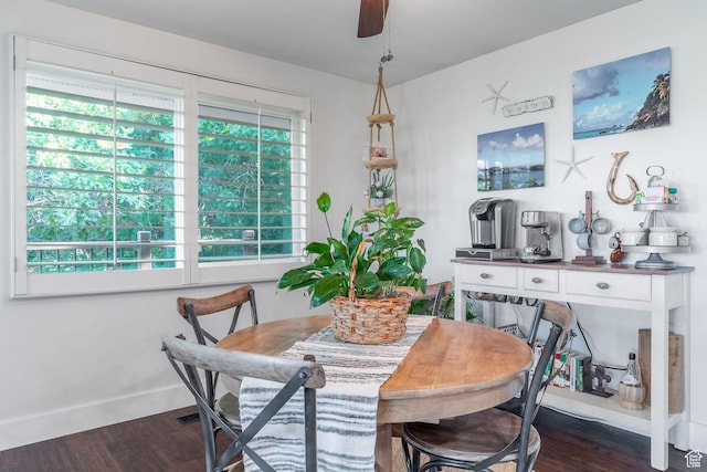 2582 Jacqueline Dr E, Ogden, UT 84403 - dining room featuring dark wood finished floors and ceiling fan