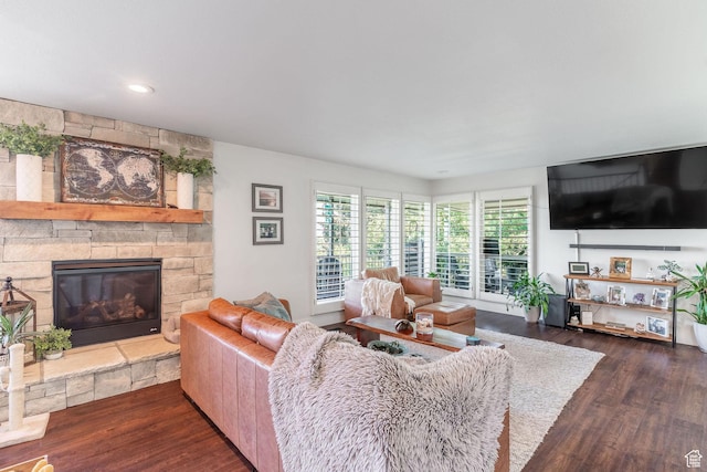 2582 Jacqueline Dr E, Ogden, UT 84403 - living room featuring wood finished floors and a fireplace