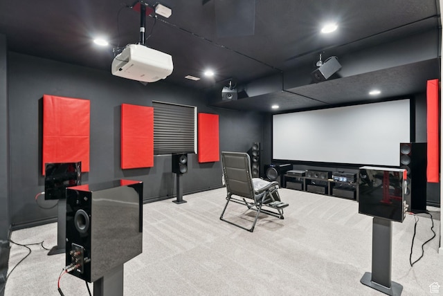 5488 W Tower Arch Ln, Herriman, UT 84096 - carpeted home theater featuring recessed lighting