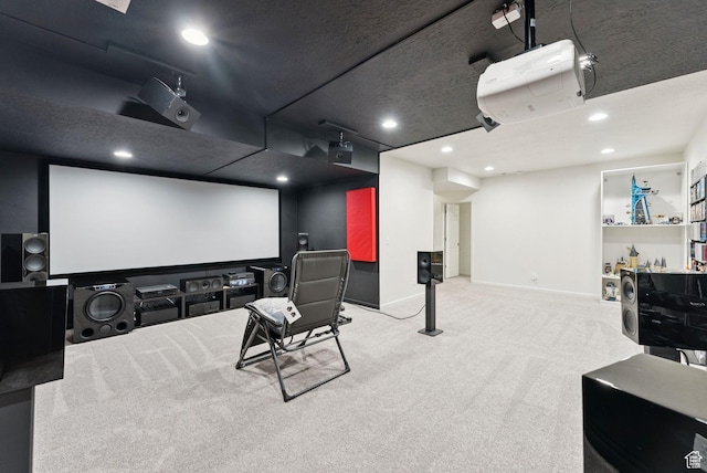 5488 W Tower Arch Ln, Herriman, UT 84096 - carpeted home theater featuring recessed lighting and baseboards
