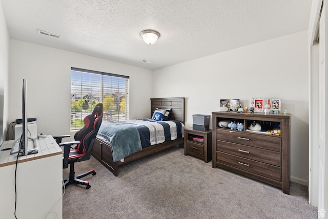 5488 W Tower Arch Ln, Herriman, UT 84096 - carpeted bedroom featuring a textured ceiling and an office area