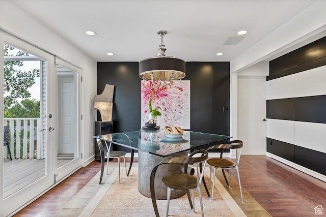 1074 E Raymond Rd, Fruit Heights, UT 84037 - dining space with recessed lighting, a chandelier, and wood finished floors