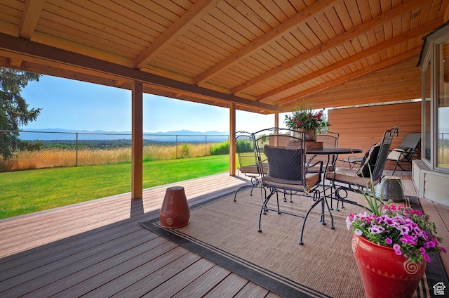 8216 S Scandia Way, Sandy, UT 84093 - wooden terrace featuring outdoor dining area and a mountain view