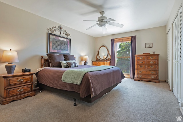 8216 S Scandia Way, Sandy, UT 84093 - bedroom with carpet, a closet, and ceiling fan