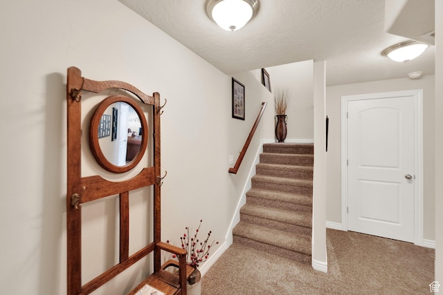 3951 W Sage Blossom Way S, Jordan, UT 84009 - stairs featuring carpet and a textured ceiling