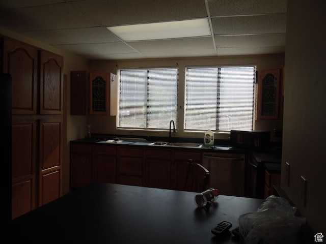 426 N Amber Ln N Unit 426, Castle Valley, UT 84532 - kitchen with black microwave, dishwasher, plenty of natural light, a drop ceiling, and dark countertops
