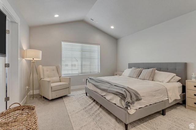 9757 N Aaron Ave E Unit 204, Eagle Mountain, UT 84005 - bedroom featuring light colored carpet, lofted ceiling, and recessed lighting