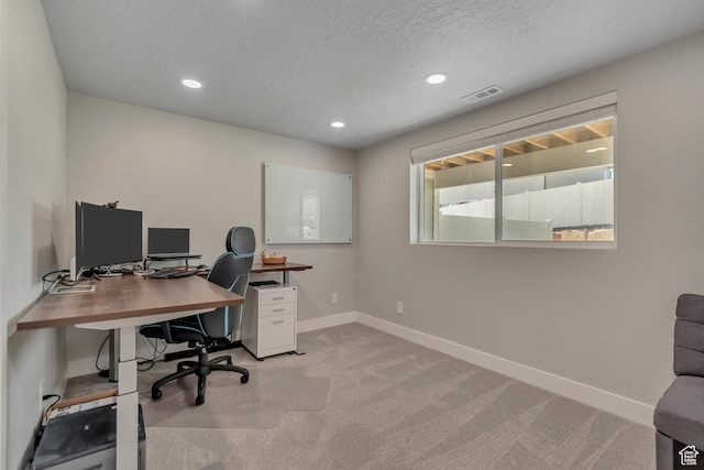 9757 N Aaron Ave E Unit 204, Eagle Mountain, UT 84005 - office area featuring light carpet, recessed lighting, and a textured ceiling