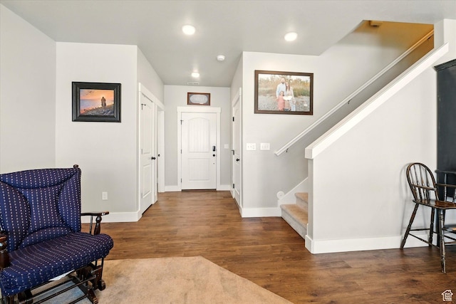 1469 W 2200 S, Wellsville, UT 84339 - foyer with stairs, wood finished floors, and recessed lighting