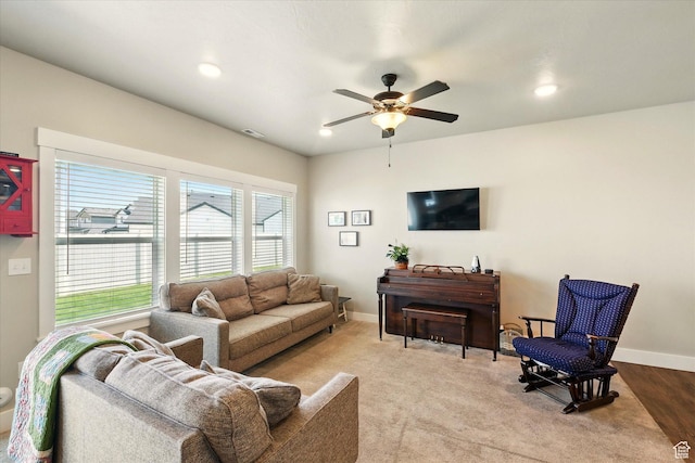1469 W 2200 S, Wellsville, UT 84339 - living room with ceiling fan and recessed lighting