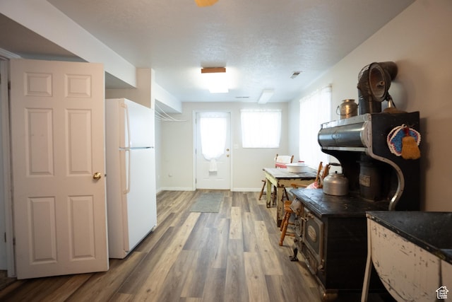 1075 E 2600 N, North Ogden, UT 84414 - kitchen with freestanding refrigerator and wood finished floors