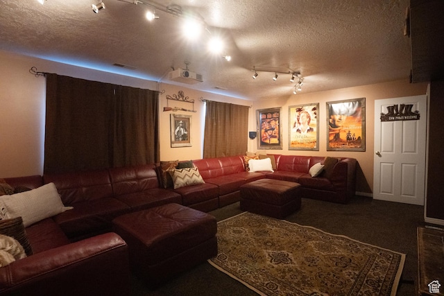 1075 E 2600 N, North Ogden, UT 84414 - carpeted living area with a textured ceiling and track lighting