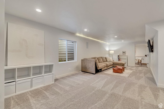442 N Cowan Cir E, Payson, UT 84651 - carpeted living room featuring baseboards and recessed lighting