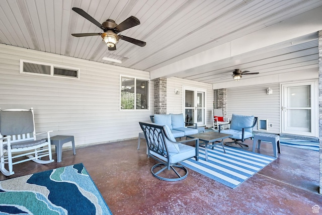 3139 N Pelican Dr, Farr West, UT 84404 - view of patio with ceiling fan and an outdoor hangout area