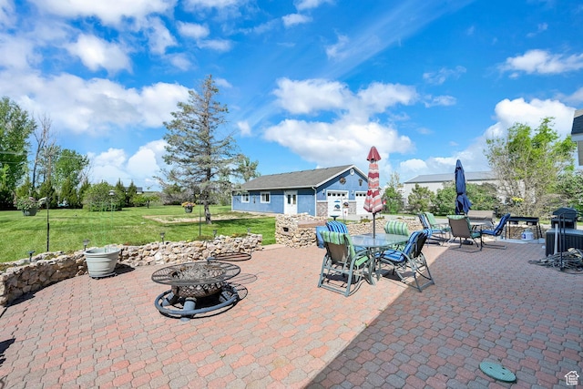 3139 N Pelican Dr, Farr West, UT 84404 - view of patio / terrace featuring an outdoor fire pit and outdoor dining area