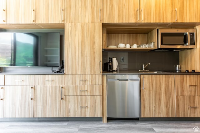 2670 Canyons Resort Dr Unit 214, Park City, UT 84098 - kitchen with stainless steel appliances, modern cabinets, and light brown cabinetry