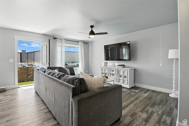 191 E 560 N, Salem, UT 84653 - living room with ceiling fan and dark wood-type flooring