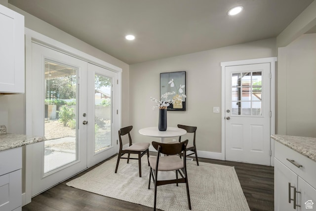 5729 S 150 W, Murray, UT 84107 - dining area featuring french doors, plenty of natural light, dark wood finished floors, and recessed lighting