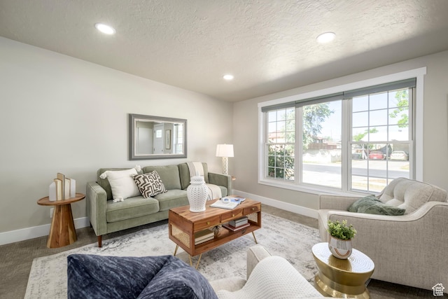 5729 S 150 W, Murray, UT 84107 - living area with a textured ceiling, healthy amount of natural light, recessed lighting, and carpet