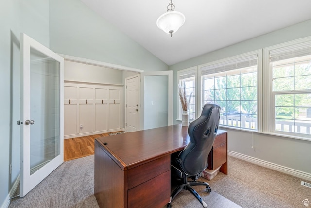 5183 W Heartland Cv, Herriman, UT 84096 - office featuring carpet and lofted ceiling