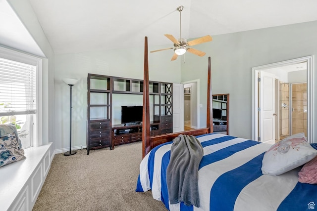 5183 W Heartland Cv, Herriman, UT 84096 - bedroom with lofted ceiling, carpet flooring, and a ceiling fan
