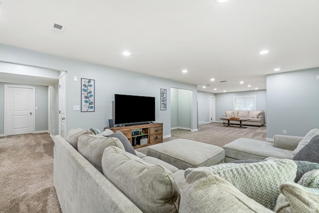 5183 W Heartland Cv, Herriman, UT 84096 - living room featuring light carpet and recessed lighting