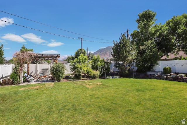 1046 W 1100 N, Pleasant Grove, UT 84062 - fenced backyard featuring a pergola, a mountain view, and a patio
