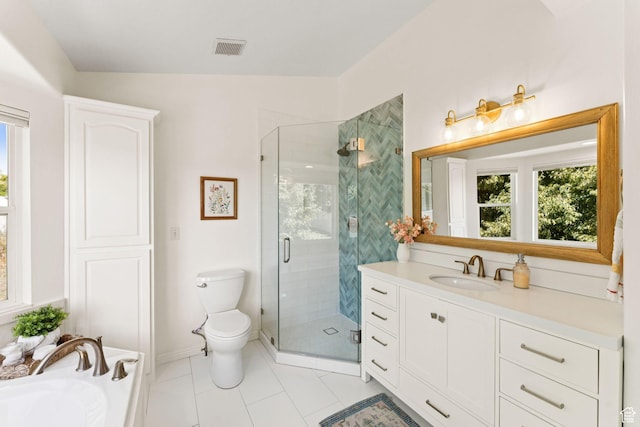 2401 N 1400 E, Layton, UT 84040 - full bathroom with a stall shower, vanity, tile patterned floors, and a bath