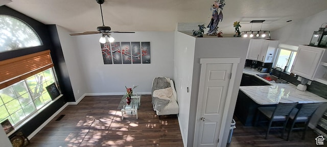 5256 S 3400 W, Roy, UT 84067 - dining room featuring dark wood finished floors and a ceiling fan